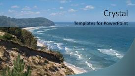  Presentation with cliff - Presentation design having baltic sea view background and a light blue colored foreground