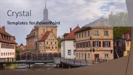  Presentation with bavaria - Presentation design featuring bamberg cityscape with the medieval altes rathaus old town hall and stone bridge over the regnitz river bavaria germany europe bamberg is one of most popular travel destinations in germany background and a light gray colored foreground