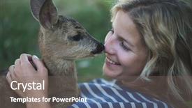  Presentation with bambi - PPT theme featuring bambi - cute blonde woman playing background and a gray colored foreground