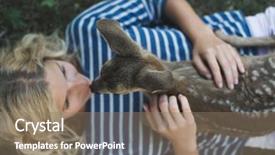  Presentation with anime cute japan cosplay - Cool new PPT layouts with bambi - cute blonde woman playing backdrop and a coral colored foreground