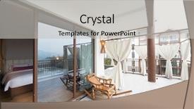  Presentation with simple - Beautiful PPT theme featuring bamboo armchair in simple balcony backdrop and a  colored foreground