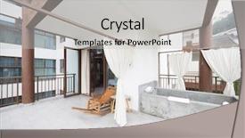  Presentation with simple - Slide set with bamboo armchair in simple balcony background and a  colored foreground