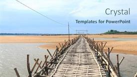  Presentation with mekong - Audience pleasing slides consisting of bamboo-bridge-across-mekong-river backdrop and a sky blue colored foreground