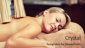  Presentation with samurai - PPT theme enhanced with bamboo cane - close up of woman having background and a  colored foreground