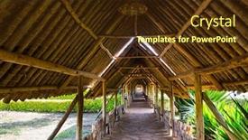  Presentation with camping snow - Beautiful theme featuring bamboo-covered-walkway-to-tourist backdrop and a tawny brown colored foreground