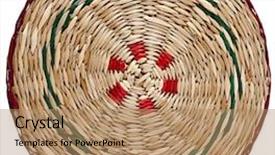  Presentation with wicker - PPT theme enhanced with bamboo fiber - wicker placemat surface top view background and a coral colored foreground