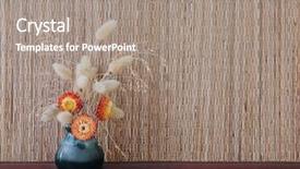  Presentation with furniture - Presentation theme enhanced with bamboo furniture - ikebana on table background and a gray colored foreground