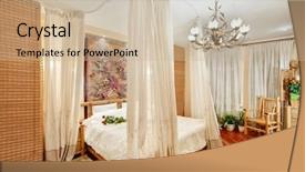  Presentation with medieval - Slides with bamboo furniture - medieval style bedroom with canopy background and a soft green colored foreground