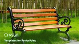  Presentation with china - Theme featuring bamboo furniture - wooden park bench background and a  colored foreground