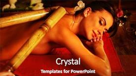  Presentation with massage therapy - Cool new slide deck with bamboo massage of woman in spa salon girl on candles background in massage spa salon luxary interior in oriental therapy salon female have relax big stick after sport on red towel backdrop and a crimson colored foreground