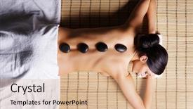  Presentation with spa concept stone - Amazing PPT layouts having bamboo mat in spa backdrop and a coral colored foreground