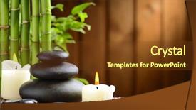  Presentation with zen stone - Colorful presentation design enhanced with bamboo on the wood backdrop and a tawny brown colored foreground