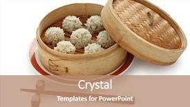  Presentation with food dimsum - Beautiful presentation featuring bamboo steamer chinese food backdrop and a coral colored foreground