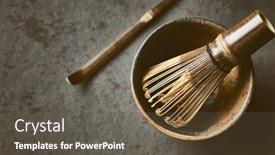  Presentation with asian bamboo - Amazing PPT theme having bamboo-tea-whisk backdrop and a tawny brown colored foreground