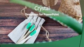  Presentation with bamboo - PPT theme with bamboo toothbrush - natural materials background and a violet colored foreground