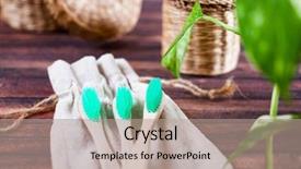  Presentation with bamboo - Colorful slide set enhanced with bamboo toothbrush - natural materials backdrop and a coral colored foreground