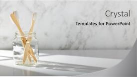  Presentation with bamboo - PPT layouts with bamboo-toothbrushes-in-glass-near background and a light gray colored foreground