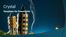  Presentation with oil lamp - Cool new slide deck with bamboo-torch-oil-lamp backdrop and a navy blue colored foreground