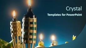  Presentation with bamboo - Colorful presentation theme enhanced with bamboo-torch-oil-lamp backdrop and a navy blue colored foreground
