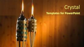  Presentation with raya - Presentation theme featuring bamboo-torch-or-pelita-icon background and a tawny brown colored foreground