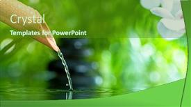  Presentation with water bamboo - PPT theme with bamboo-with-water-stream-over background and a tawny brown colored foreground