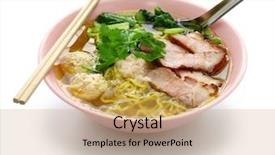  Presentation with thai food - PPT theme enhanced with char - bami nam egg noodles soup background and a coral colored foreground
