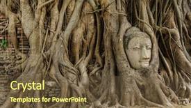  Presentation with buddha - Slide deck having bamyan - buddha head in old tree background and a tawny brown colored foreground