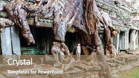  Presentation with archaeological - Slide deck enhanced with bamyan - little girl at ancient preah background and a coral colored foreground