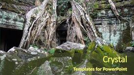  Presentation with banyan tree - Cool new slide set with bamyan - ruins of the temple ta backdrop and a tawny brown colored foreground