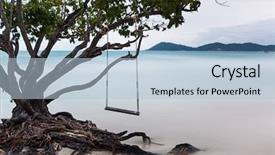  Presentation with swing - Slide set having bamyan - swing on beach background and a light blue colored foreground