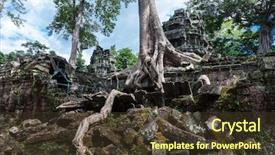  Presentation with banyan tree - Audience pleasing presentation design consisting of bamyan - temple ruins of ta prohm backdrop and a tawny brown colored foreground