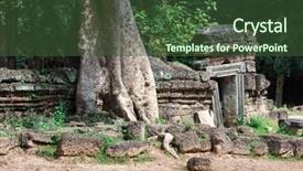  Presentation with banyan tree - Beautiful PPT layouts featuring bamyan - temple ruins of ta prohm backdrop and a tawny brown colored foreground