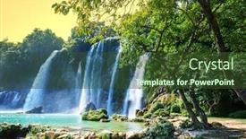  Presentation with waterfall - Audience pleasing PPT theme consisting of ban gioc - detian waterfall in vietnam backdrop and a tawny brown colored foreground