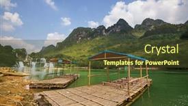  Presentation with waterfall - Slides having ban-gioc-detian-waterfall background and a tawny brown colored foreground