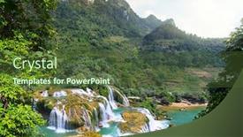  Presentation with waterfall - Theme having ban-gioc-detian-waterfall background and a tawny brown colored foreground