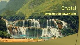  Presentation with waterfall - Beautiful PPT theme featuring ban-gioc-detian-waterfall backdrop and a tawny brown colored foreground