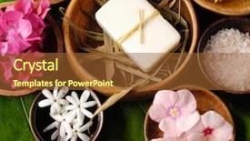  Presentation with banana - Presentation theme having banana blossom - tropical flower and spa set background and a tawny brown colored foreground