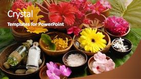  Presentation with tropical wedding anniversary - Slide deck having banana blossom - tropical flower spa set background and a tawny brown colored foreground