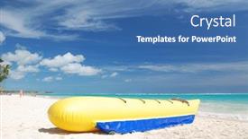  Presentation with dominican republic - Cool new PPT theme with banana boat on a caribbean beach in dominican republic backdrop and a teal colored foreground
