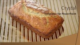  Presentation with food banana - Theme consisting of banana-bread-loaf-fresh-baked background and a coral colored foreground
