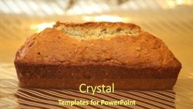  Presentation with food banana - Beautiful PPT theme featuring banana-bread-loaf-fresh-baked backdrop and a tawny brown colored foreground