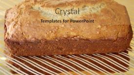  Presentation with food banana - PPT theme having banana-bread-loaf-fresh-baked background and a yellow colored foreground