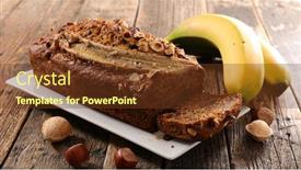  Presentation with banana - Slide set consisting of banana bread on wood background background and a tawny brown colored foreground