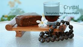  Presentation with cup coffee - Slides featuring banana-bread-with-a-cup and a sky blue colored foreground
