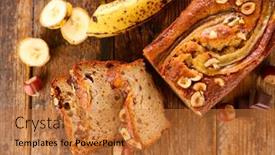  Presentation with banana - Audience pleasing presentation theme consisting of banana-bread-with-nuts-top backdrop and a red colored foreground