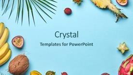  Presentation with green coconut - Beautiful theme featuring exotic fruits - coconut banana carambola physalis backdrop and a arctic colored foreground