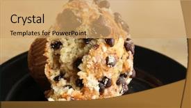  Presentation with white chocolate - Cool new slide set with banana chocolate muffin broken apart backdrop and a  colored foreground