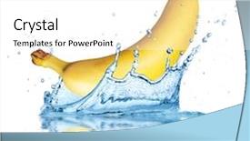  Presentation with rain water falling - Beautiful PPT theme featuring banana falling into water isolated backdrop and a white colored foreground