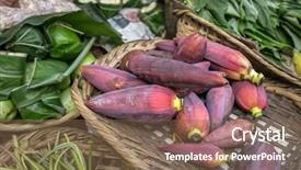  Presentation with banana - Slides consisting of banana flowers on a stall background and a violet colored foreground
