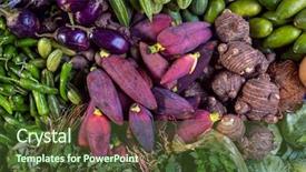  Presentation with banana plant - Cool new PPT layouts with banana flowers on a stall backdrop and a tawny brown colored foreground